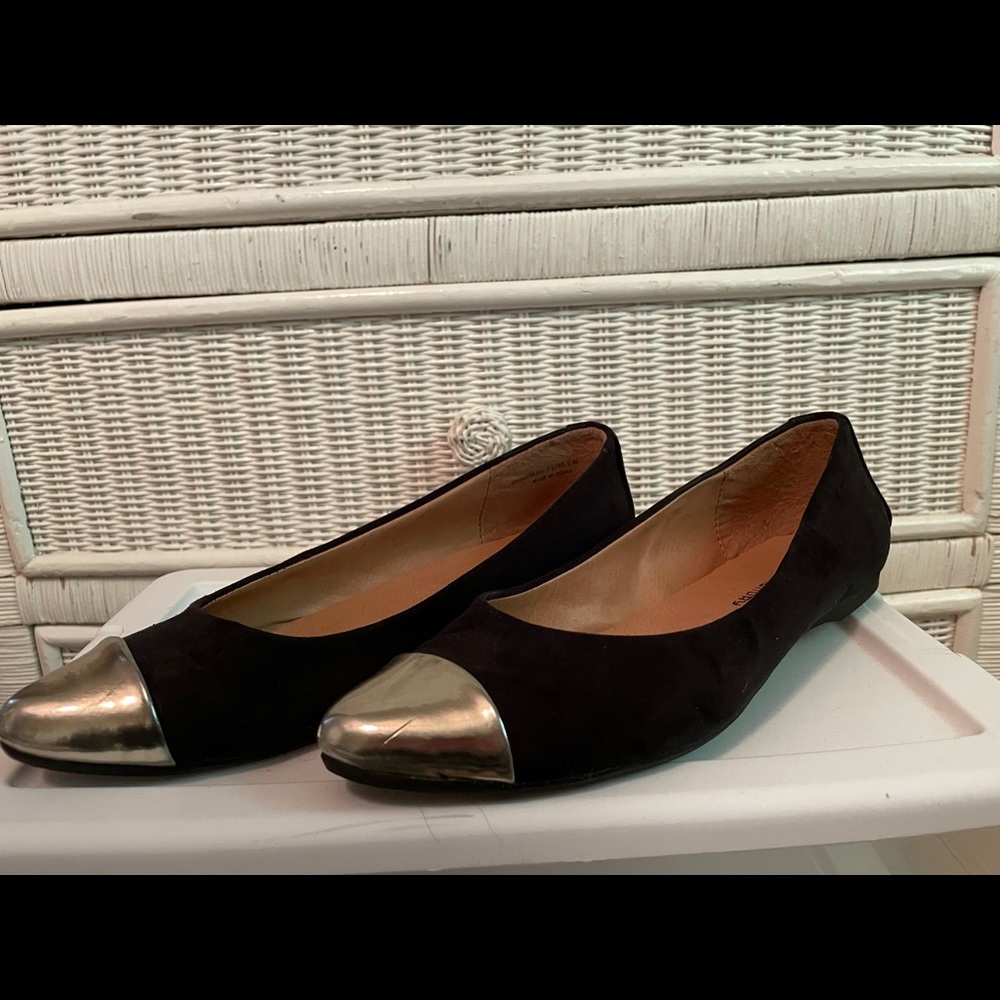 Black Suede Two-Tone Flats